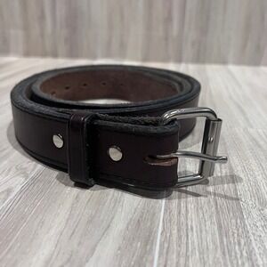 Hanks Belts Gunner Stitched Mens Brown Leather Belt Size 52 Made in USA Custom